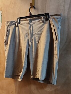 surf style Men's Tan Flat-Front Shorts